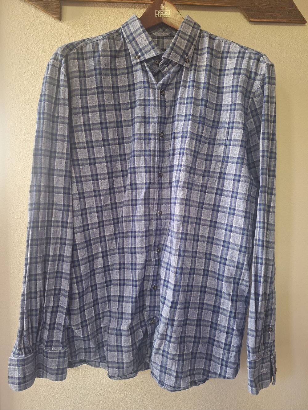 Johnnie-O Top Shelf “Vardy” Blue Plaid Sport Button-down Shirt Mens L